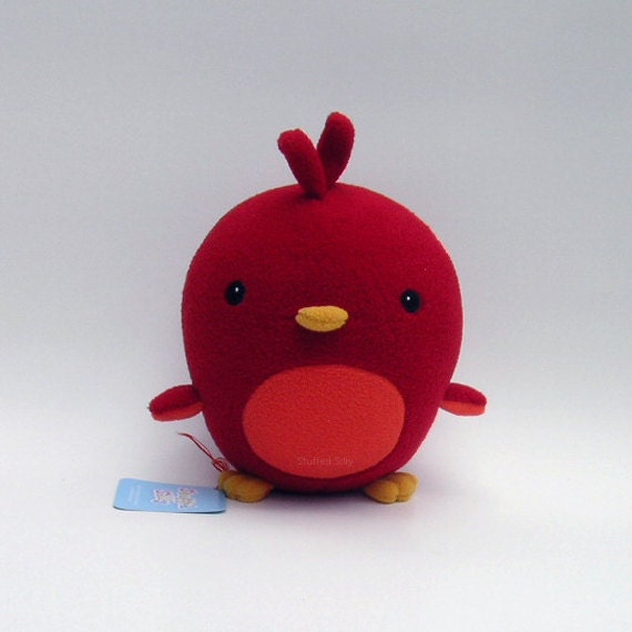Red and Orange Bird, Stuffed Animal Toy, Cute Plush Collectible
