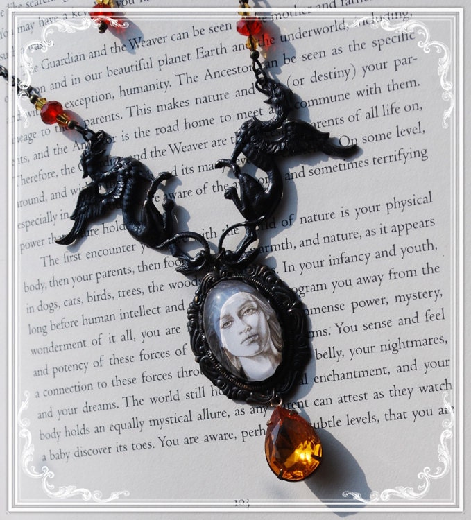 Mother of Dragons Necklace - Daenerys Targaryen- I WIll Take Back What is Mine With Fire and Blood - Fire Gem - Game of Thrones - Dragons