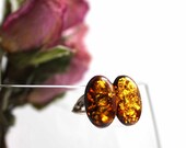Baltic Amber Clip On Earrings Honey Cognac Classic Vintage Retro Gemstone Jewelry Organic Stud Sunny Minimalist Mother's day Gift