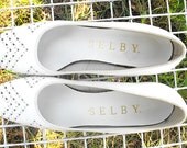 70s White Perforated Pumps Vintage Selby Eyelet Cut Out Trendy Designer Dancing Court Shoes Retro Eggshell Ivory Airy Summer