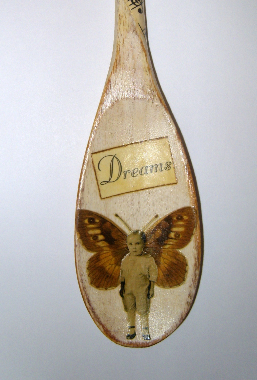 Victorian Boy Fairy Spoon,Decorative Victorian Boy Butterfly Wooden Spoon