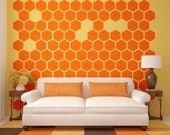 Wall Decal Geometric Bee Hive Honeycomb Pattern Hexagon Honey