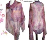 Hand dyed purple pink Shibori Silk shawl scarf wrap