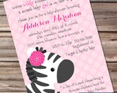Printable Baby Shower Invitation- Sweet Zebra on Pink Il_170x135