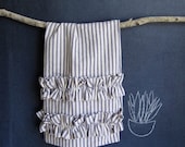 Ruffle blue ticking stripe tea towel