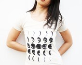 Womens Moon Calendar Top - Organic Eco-Friendly Astrology TShirt - Womens - Ladies Tee - Natural White - Small, Medium, Large, XL