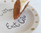 Wedding cake plate, let them eat cake, bridal cake keepsake plate, wedding reception accessory,