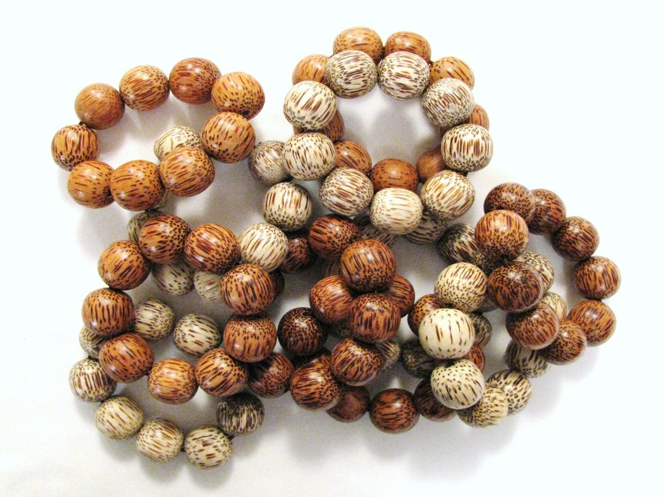 Wood Beaded Stretch Bracelets x 3