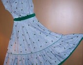 Free Shipping Vintage 1950's "Jo Collins"  Easter Basket cotton print Skirt & Top.