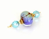 Light Blue Glass Bead Pendant. Cornflower Blue Lampwork Bead Pendant.  Blue Encased Glass Bead. Wearable Glass Art Jewelry.