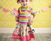 Birthday Icecream Party Scalloped Bunting Flag Garlands. Two Fabric Pennants.