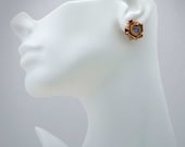 Bullet Earrings, 40 Caliber, Rosettes, Swarovski Crystals, Post with Comfort Clutch Backs