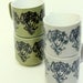 Bohemian Breakfast - Set of 4 Green and Grey Stoneware Art Nouveau Lady Mugs