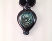 Black Owl with Reversal Hand Blown Glass Pipe