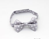 Gray Polka Dot Baby or Toddler Bow Tie- Newborn-4T