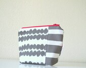 Make up Pouch - Grey Stripes and Stones