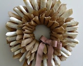 Burlap and Vintage Paper Wreath-Spring Decor, Wedding, Rustic, Shabby Chic