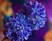 Double Blue Pom Pom Hair Flower
