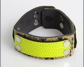 Yellow Lizard and Python Leather Cuff - MEDIUM
