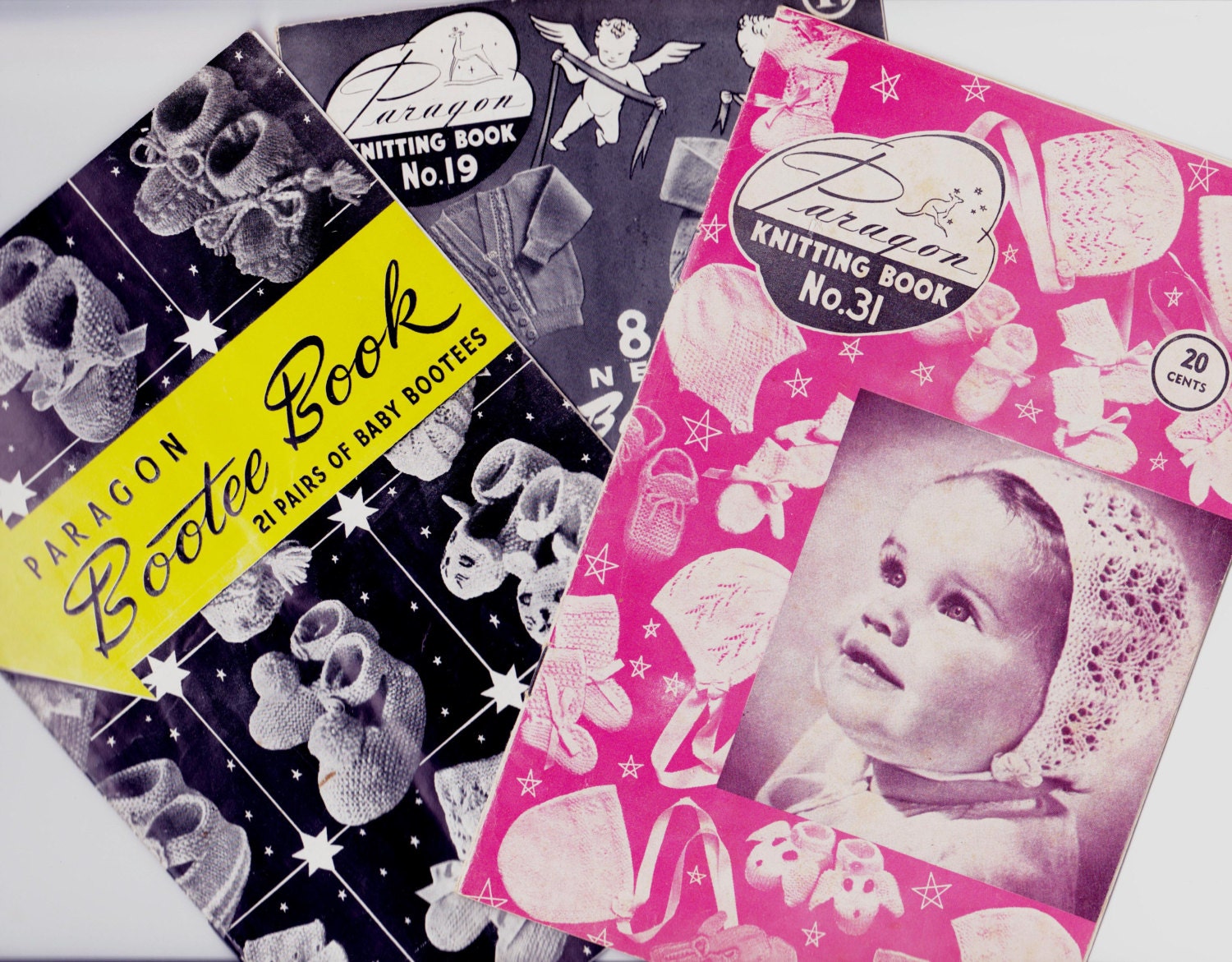 Vintage Lot of Knitting Patterns for Baby Bonnets Booties Jackets ORIGINAL Patterns NOT PDF