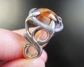 Vintage Sterling Art Nouveau Fire Agate Ring