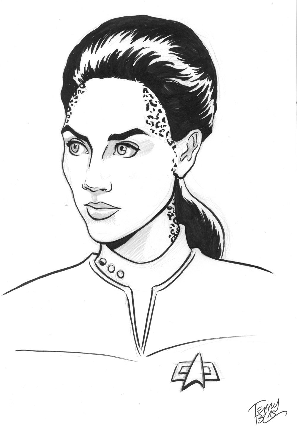 Jadzia Dax original art by Terry Blas