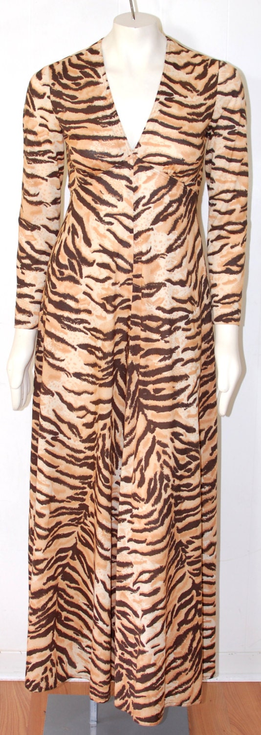 Vintage Victor Costa Tiger Maxi Length Dress