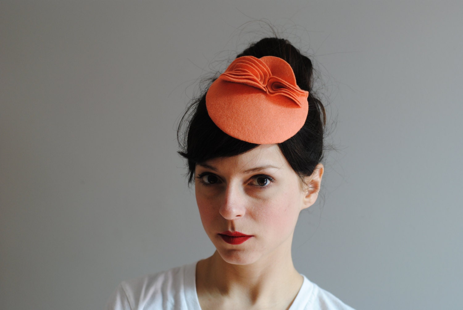 LAST ONE .. Felt Wave Fascinator: APRICOT