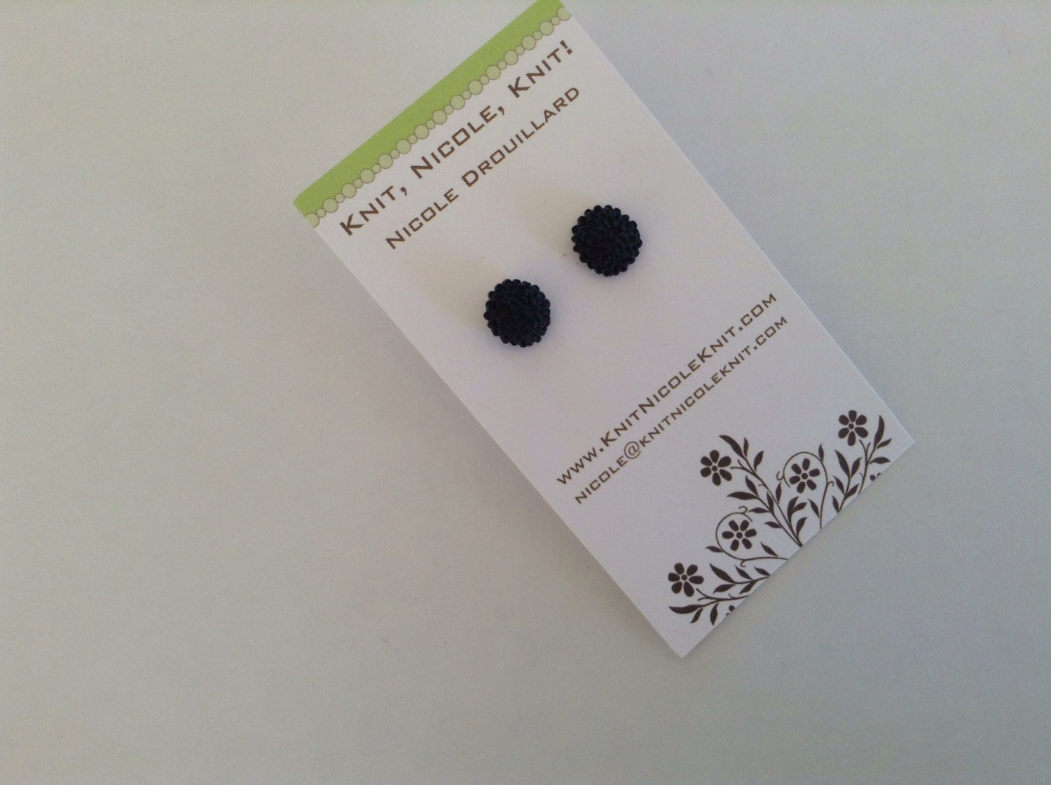 Frosted Black Dahlia Mum Flower Earrings