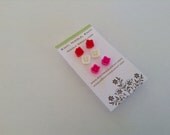 Valentine Red White Pink Resin Buttercup Flower Earrings