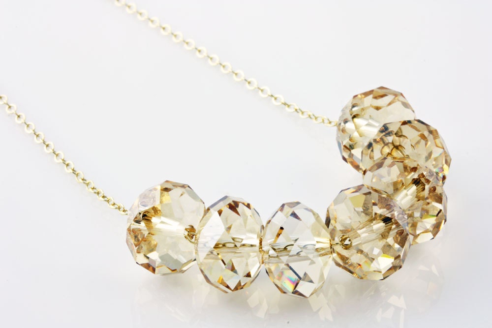 Carrie Bradshaw Necklace, Golden Shadow Swarovski Necklace in 14k gold fill