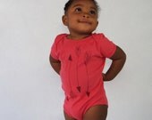 Arrows Printed Organic Baby Onesie in Pomegranate Pink 3-6m, 6-12m, 12-18m