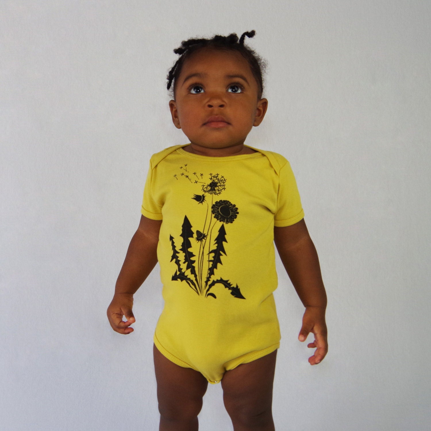 Dandelion Flower Organic Onesie in Dijon Yellow