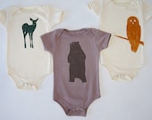 Forest Creatures Organic Baby Onesies Unisex Gift Set of Three
