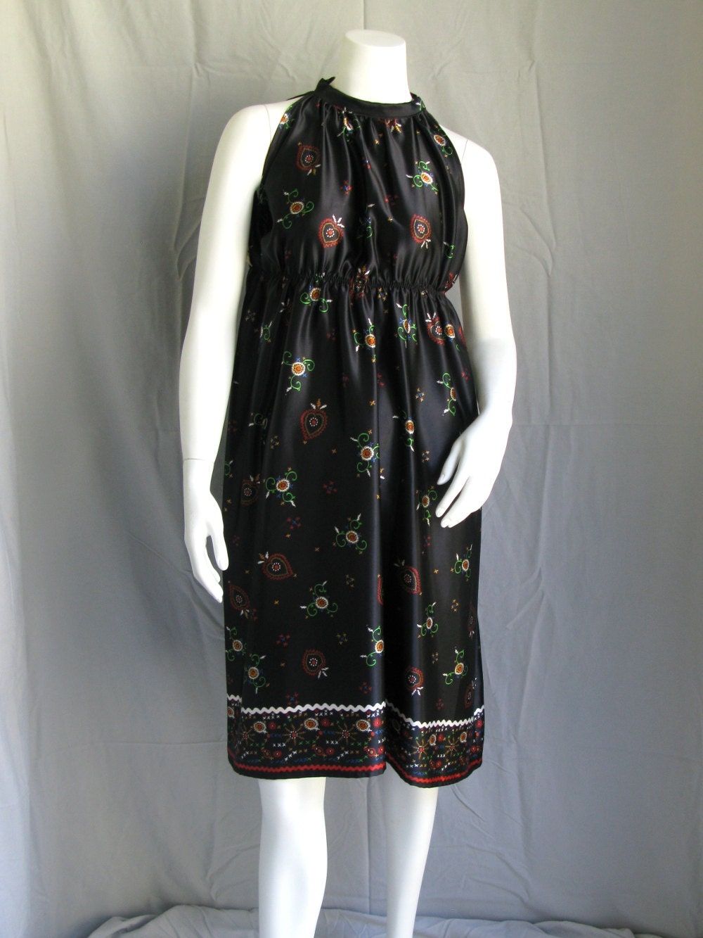 SAMPLE SALE: Black floral printed satin dress