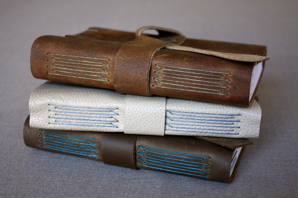 Brown leather longstitch journal