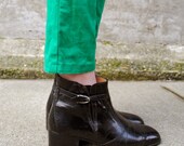 SALE VTG 60's Black Leather Chelsea Buckle Boots