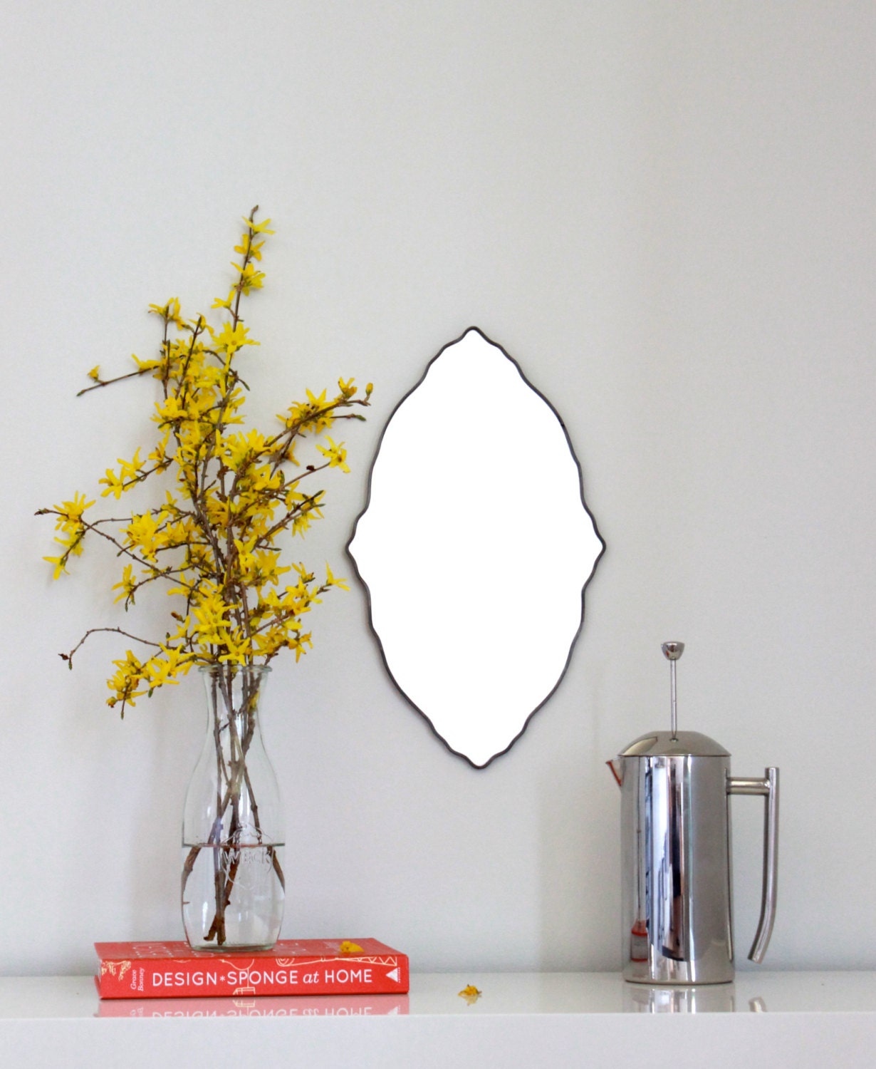 SALE / / / Oval Scalloped Mirror Handmade Wall Mirror Ornate Organic Frameless