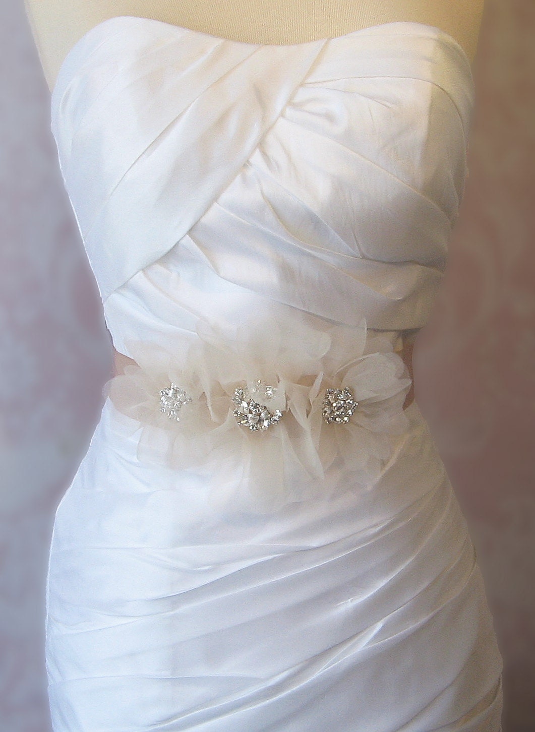 Champagne Bridal Sash, Bridal Belt, Wedding Sash, Rhinestone Bridal Sash - CHALONS EN CHAMPAGNE