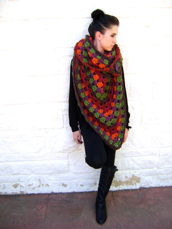 Hand Crocheted Giant Fall Granny - This Size Fits You