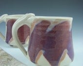 Porcelain White and Merlot Blush Mug Cup Ceramic, Handmade by Licia Lucas Pfadt