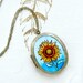 Sunflower necklace locket, flower jewelry, boho style floral, wearable art, sunflower locket, LIMITED EDITION
