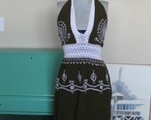 Embroidered Rayon Dress / Green Summer Dress / Indonesian Dress / Size Small