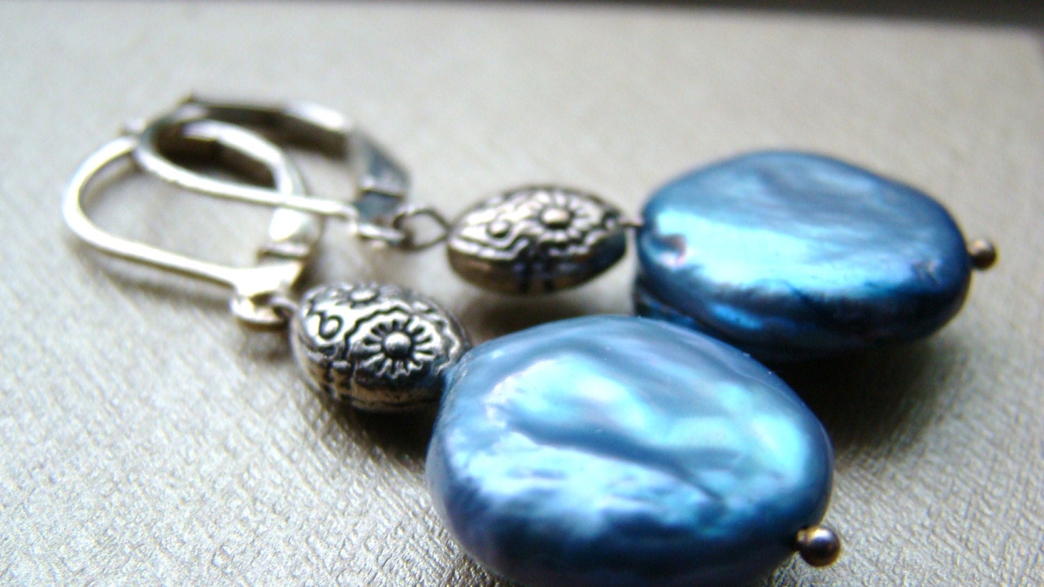 Sky Blue Keshi Pearl Sterling Silver Earrings
