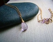 Light Purple Amethyst Gem 14k Gold Necklace