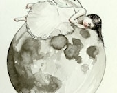 Unrequited Love" -- signed (8x10)  Print of an Original Ink and Watercolor Painting by Liese Chavez