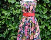 Vintage 80s / Floral / Hawaiian / Ruffle / Day Dress / Xtra Large