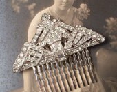 Art Deco TRUE Vintage 1920s Flapper Rhinestone Bridal Hair Comb, One of a Kind Crystal Encrusted Heirloom Brooch Haircomb GATSBY