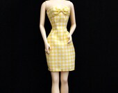 Yellow Gingham Dress and Earrings for Barbie, Misaki, Poppy, & 1:6 Scale Dolls