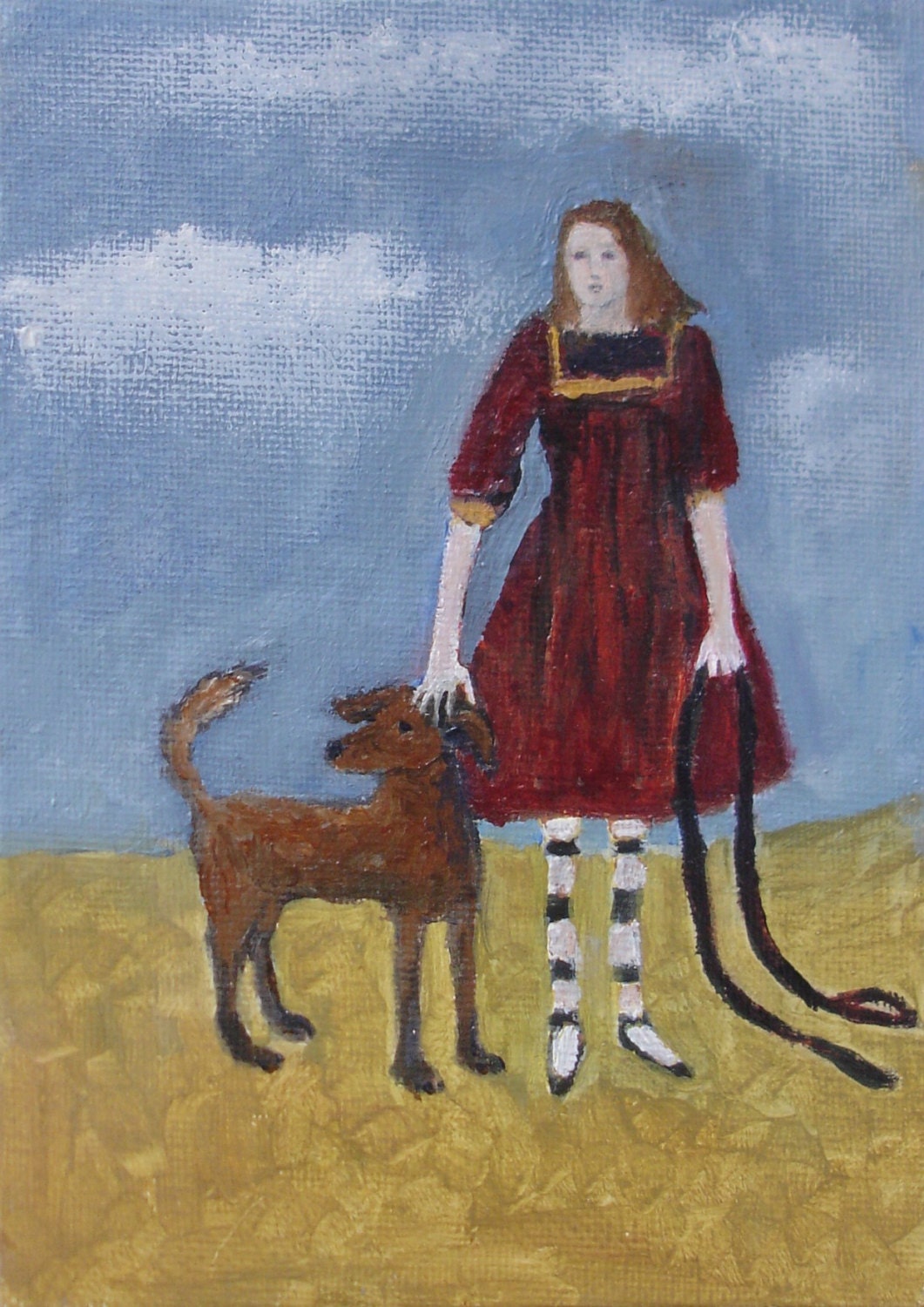 THE RESCUED, original oil painting, 7x5 inches on canvas artists panel, ready to frame